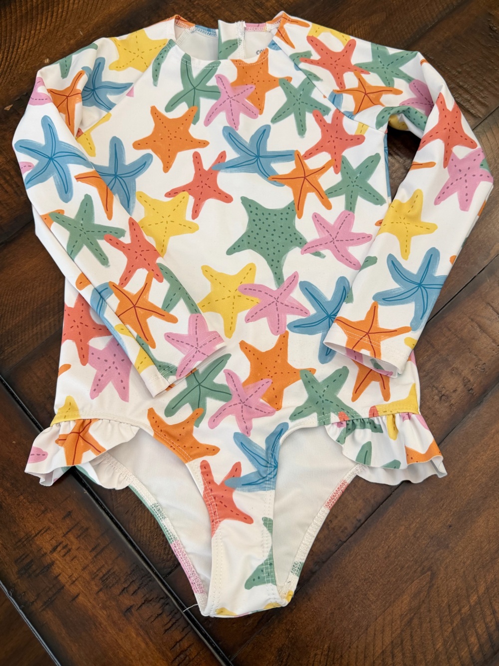 Pearl Street Swim White Swimsuit with Starfish Print size 9/10